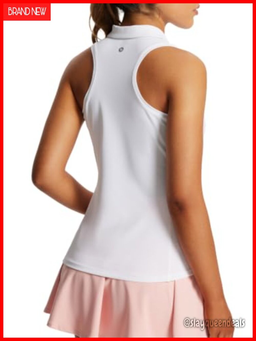 Sleeveless Golf Polo Racerback with Zipper Collar UPF 50+ Quick-Drying